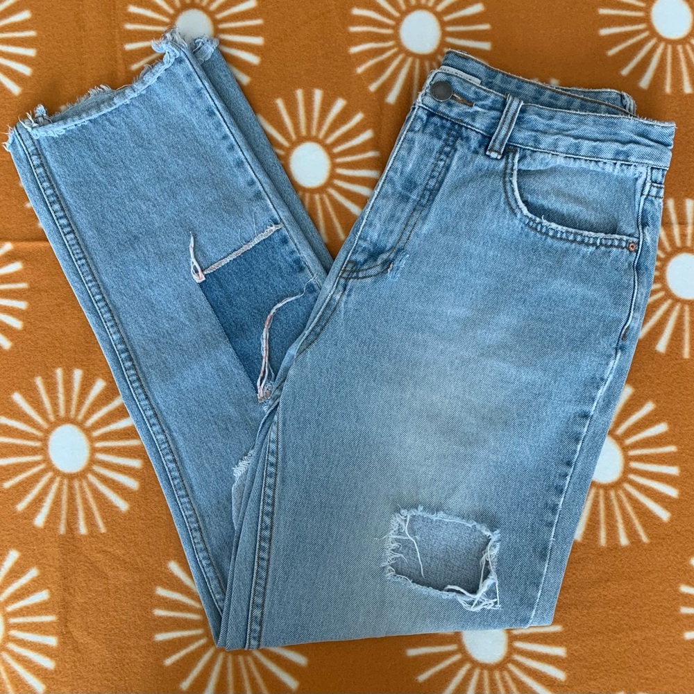 Billabong Patchwork Straight Distressed Jeans Siz… - image 1